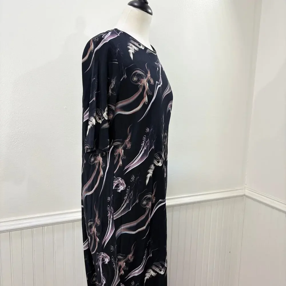 & Other Stories US Size 4 Dress Fume Smoke Print Midi Keyhole Back Avant Garde